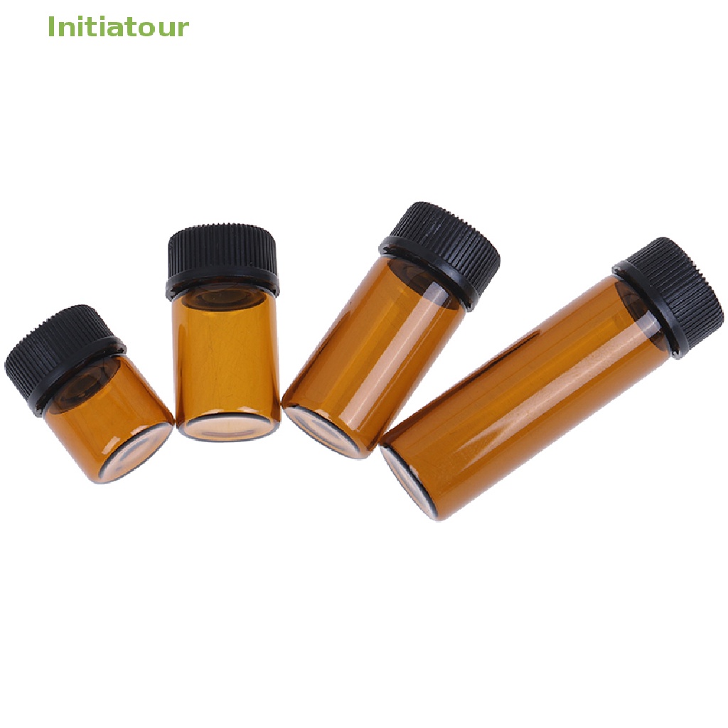 Chai Thủy Tinh Mini Màu Hổ Phách Có Nắp 1 / 2 / 3 / 5ml