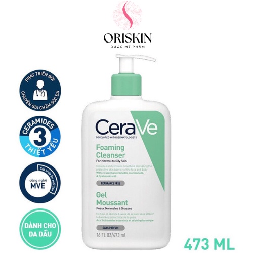 CeraVe - Sữa Rửa Mặt Giúp Làm Sạch Sâu Cho Da Dầu CeraVe Foaming Cleanser