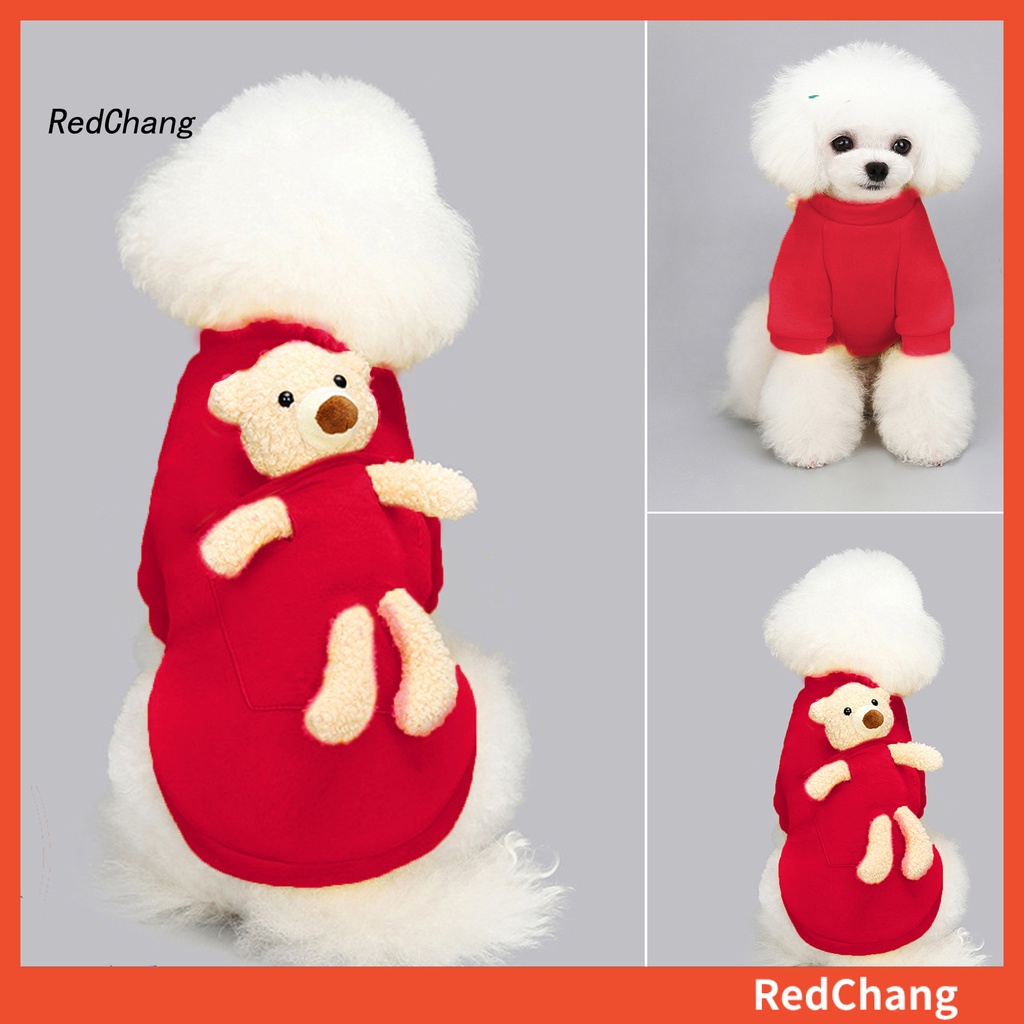 Áo Chui Đầu Hình Gấu Giữ Ấm Mùa Đông Mừng Năm Mới Cho Cún Cưng