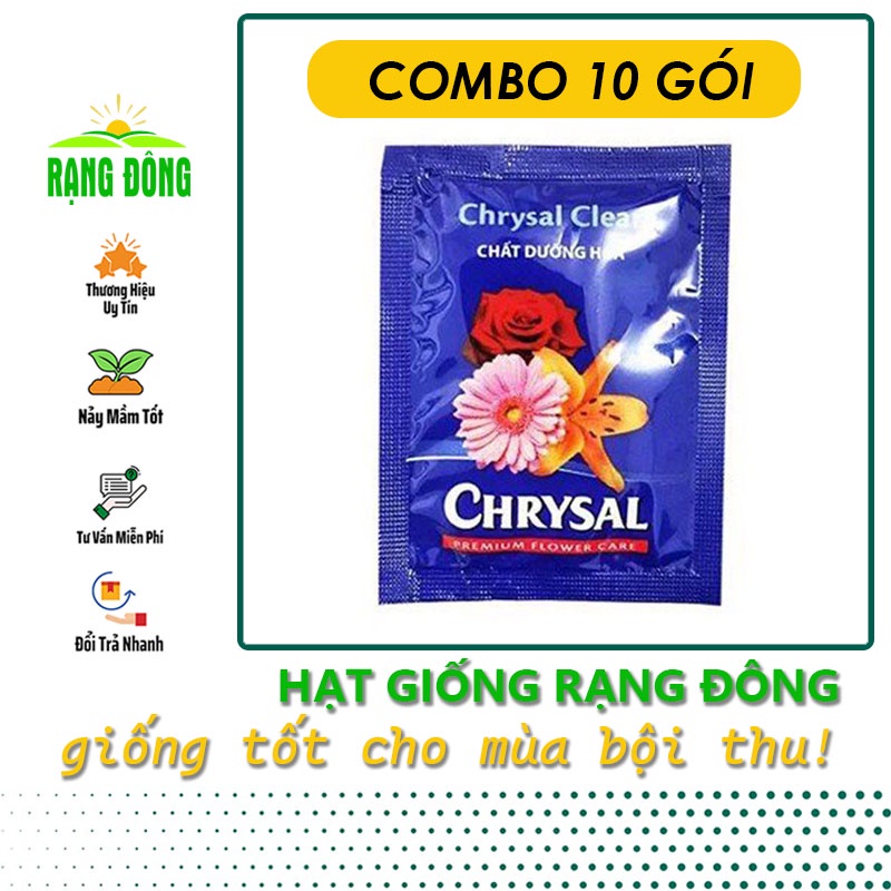 Dưỡng hoa lâu tàn Chrysal (combo 10 gói), dưỡng hoa giúp hoa tươi lâu, ngăn vi nấm - Hạt giống Rạng Đông
