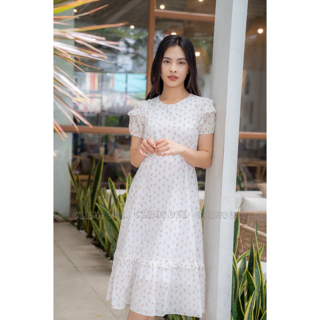 Đầm suông hoa nhí siết dây eo 2 bên Casta dress C748 CIN HOUSE