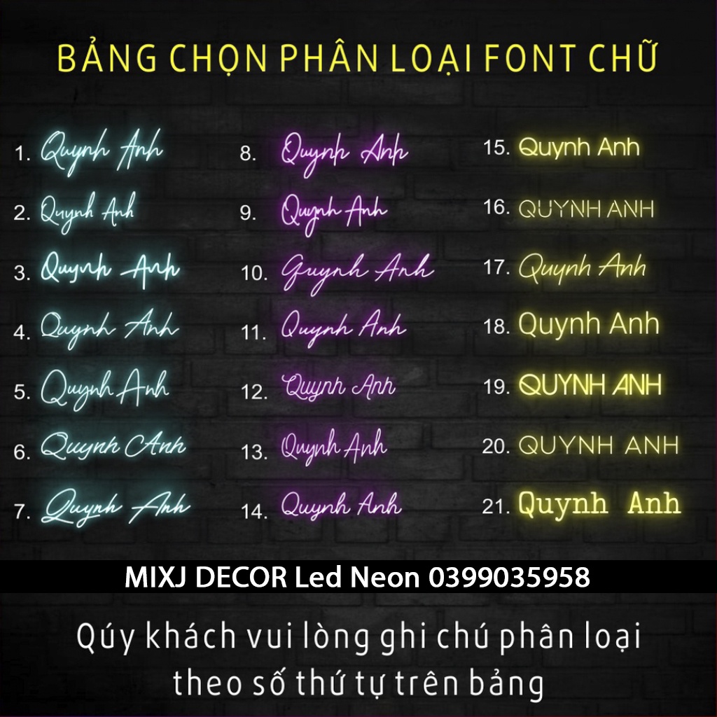 Đèn led neon sign 12v flex decor chữ theo tên trang trí thiết kế uốn chữ theo yêu cầu - Mixj