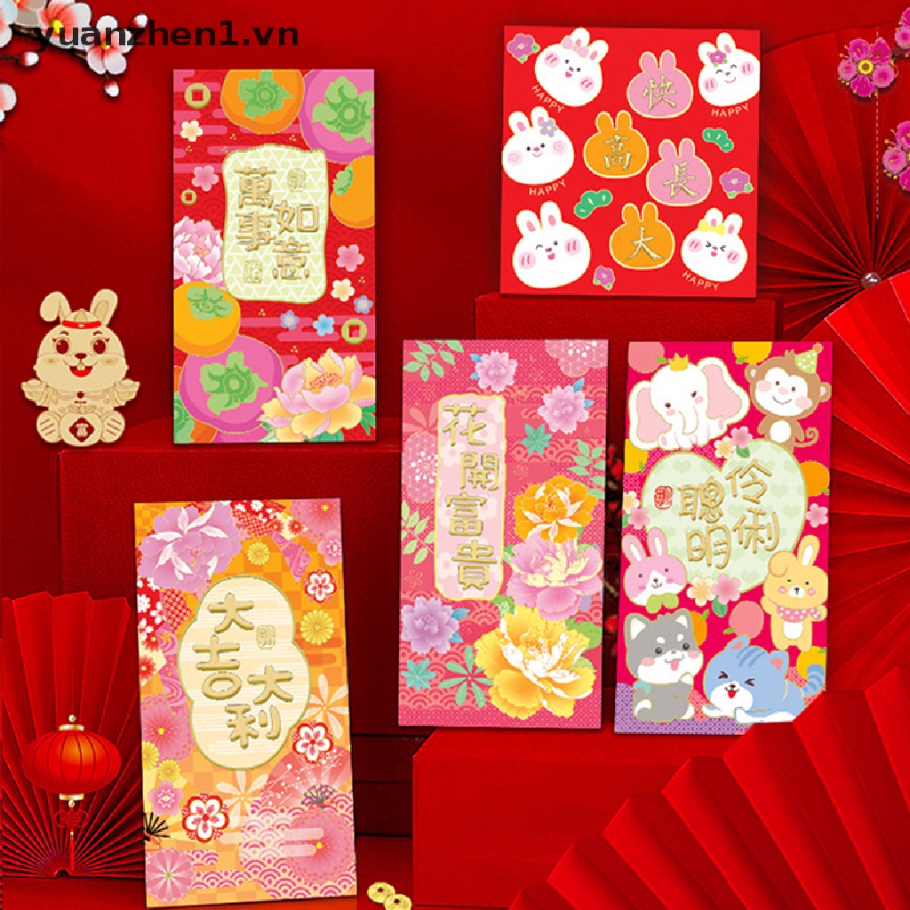Set 6 Bao Lì Xì Hình Thỏ May Mắn Năm Mới 2023