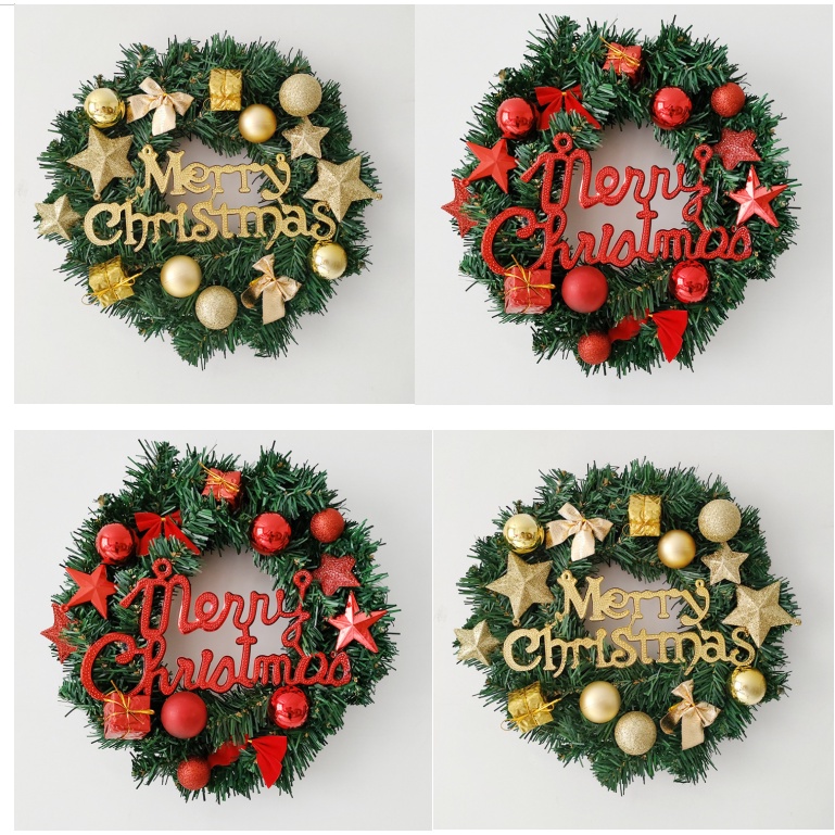 Vòng Hoa Trang Trí Noel KCS19 size 30cm Tặng Kèm Đèn Vòng Nguyệt Quế Giáng Sinh