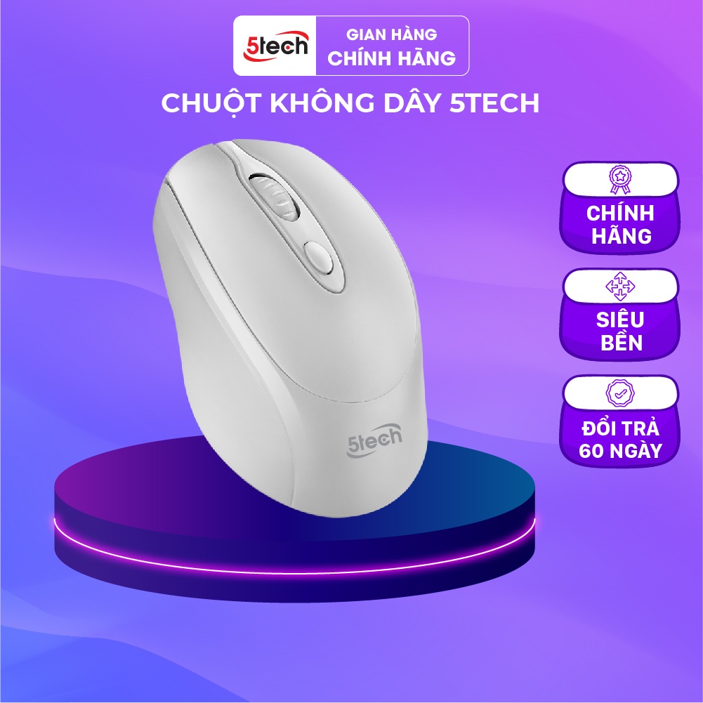 Chuột không dây 5TECH chính hãng, chuột sạc pin gaming wireless 2.4Ghz siêu nhạy dành cho máy tính, laptop