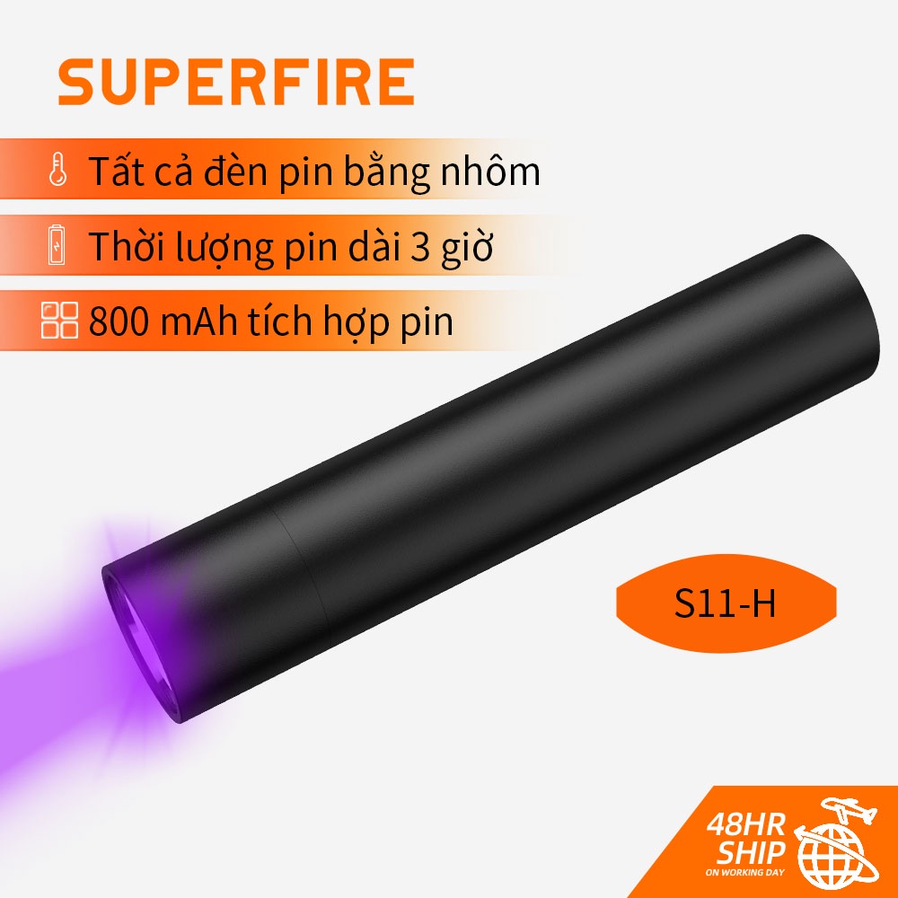 Đèn pin SUPERFIRE S11-H tia UV 365nm màu đen dùng kiểm tra tiền giả