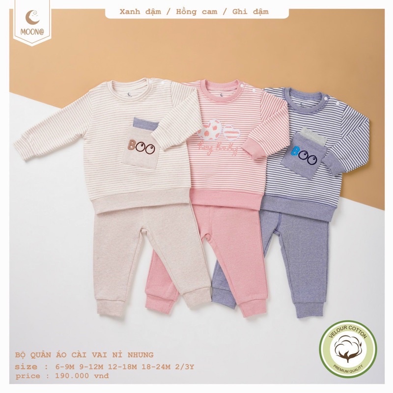 Bộ nỉ Moon cho bé 6m đến 2-3y