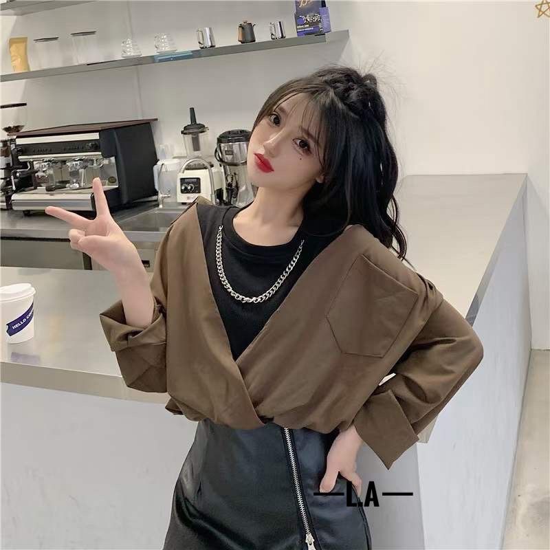 Set sơ mi gấu liền kèm vòng thời trang Douyin