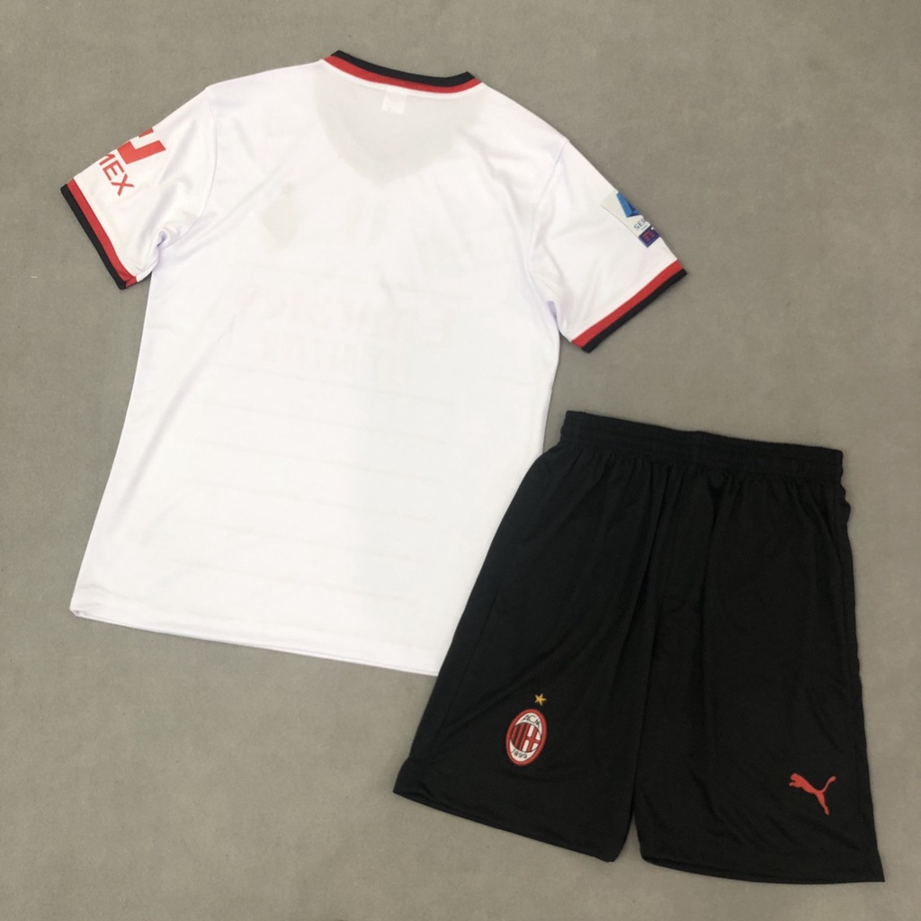 Bộ quần áo đá banh AC Milan trắng sân khách FLG JP2023