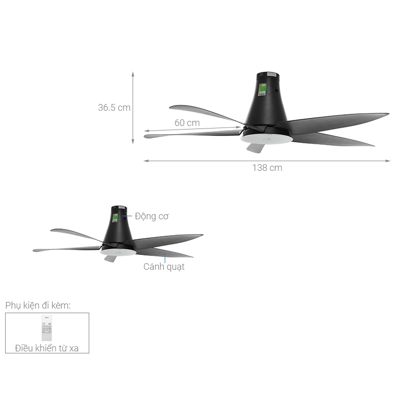 Quạt trần 5 cánh Mitsubishi Electric C56-RW5 = C56-RA5 SF-GY