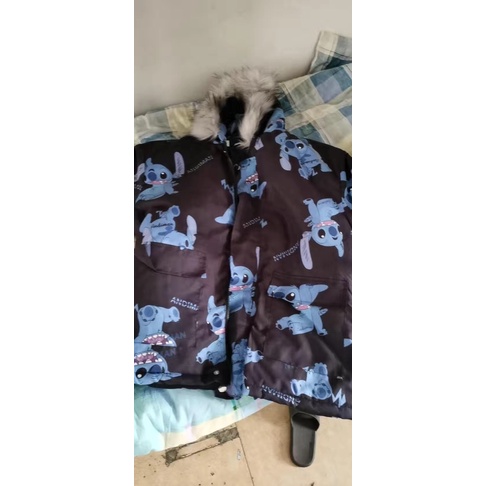 Áo khoác Phao nam nữ hình Kaws cute kèm mũ lông siêu ấm phù hợp cho các cặp đôi