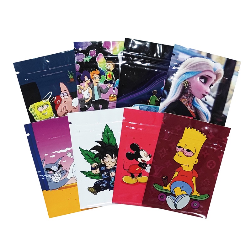 Set 100 Túi Zip Đựng Kẹo 1g Họa Tiết Hoạt Hình Dễ Thương