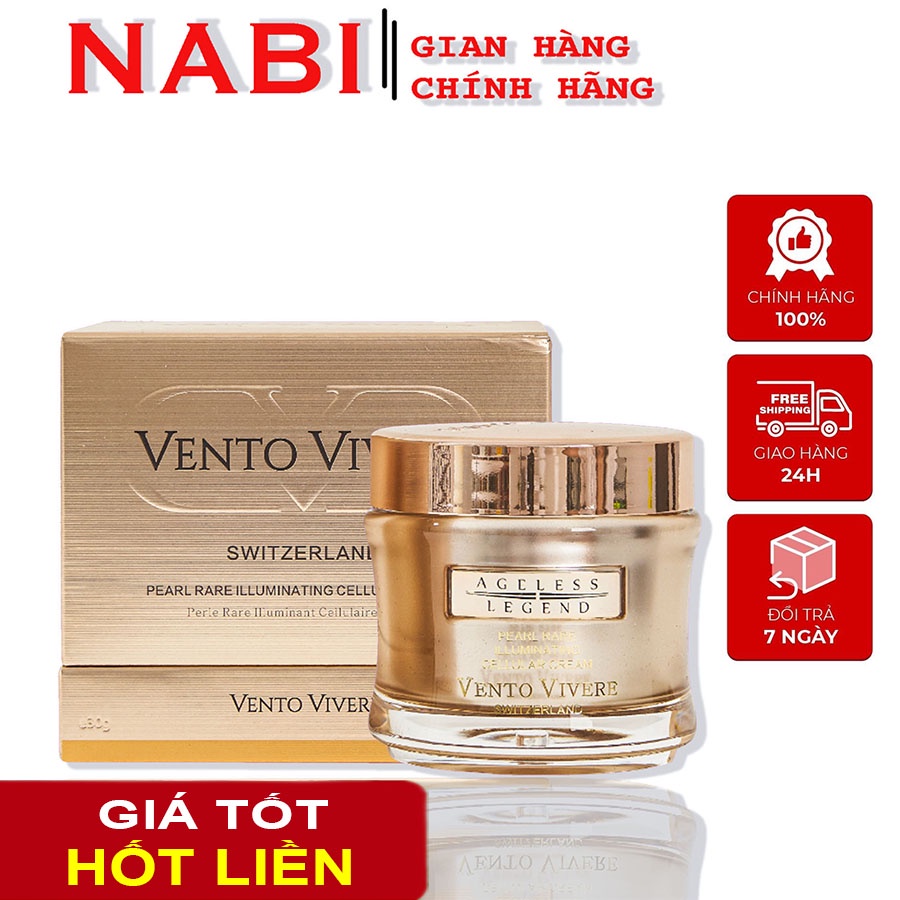 Kem Vento Vivere vàng Thụy Sĩ ngọc trai đen dưỡng trắng hồng mờ nám tàn nhang 30g- chính hãng