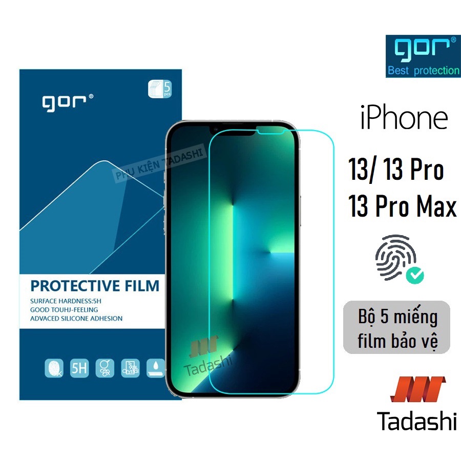 Miếng dán màn hình Gor Iphone 13 Pro Max/ 13/ 13 Pro Cảm ứng nhạy Chống trầy xước, Hạn chế vân tay - Hãng Gor (5 miếng)