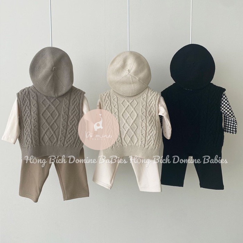 Áo gile len gân phong cách Hàn quốc cho em bé trai em bé gái 0-18m 5-15kg hàng QCCC kèm ảnh thật