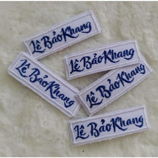 Set 5 bảng tên 3 chữ có tích hợp keo chất liệu vải cotton.