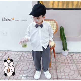Set áo sơ mi quần tây phối nơ công tử beemo