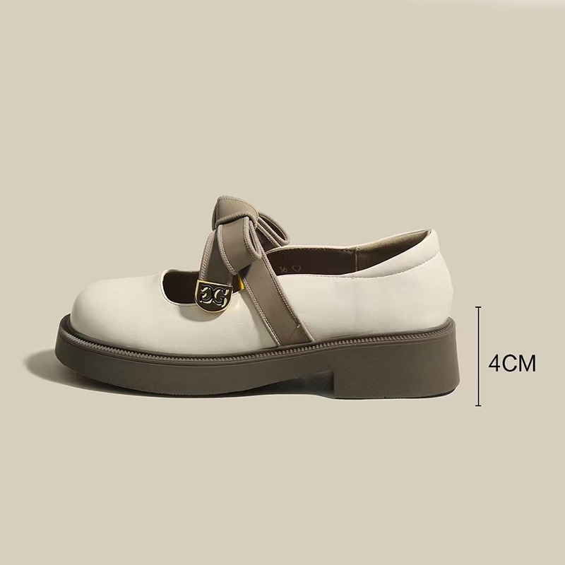 Giày Slip on Da Đế Xuồng Đính Nơ Phong Cách Thời Trang Vintage Dành Cho Nữ giày lolita