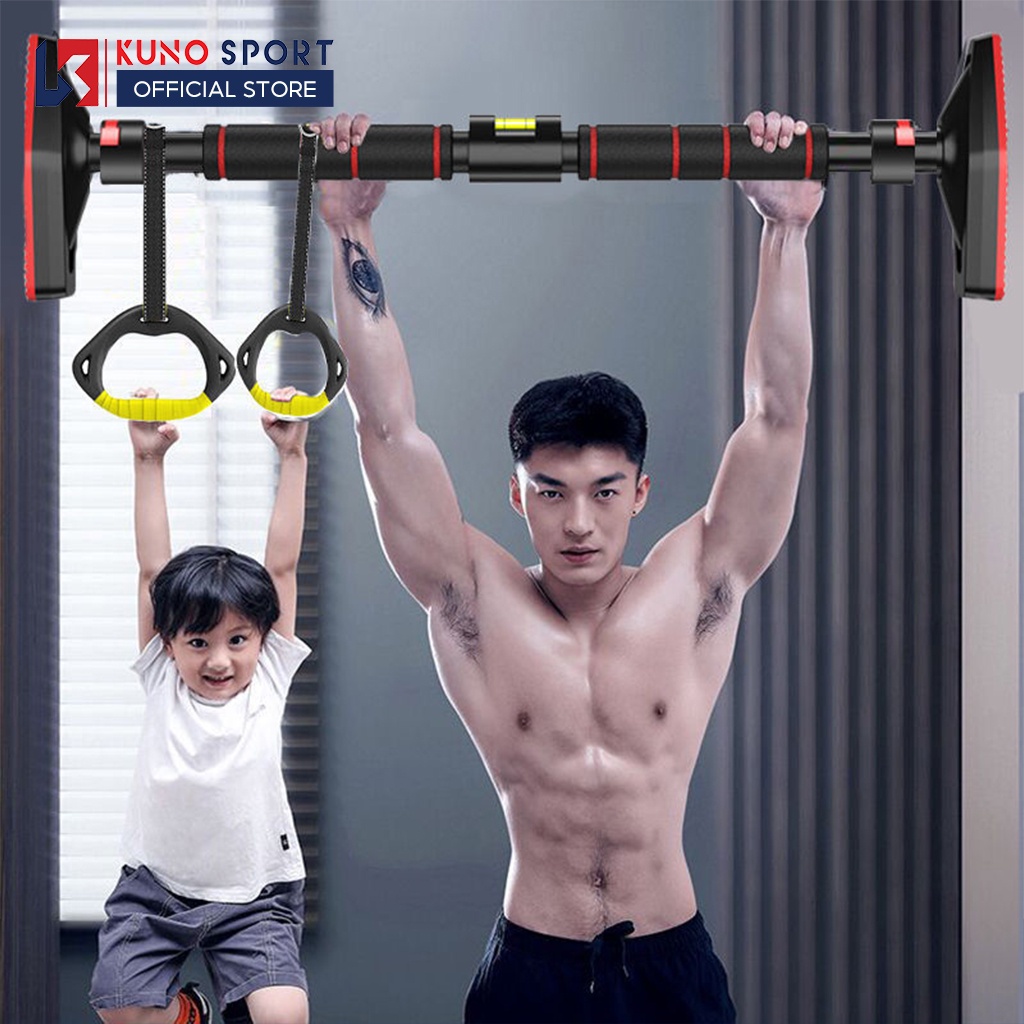 Thanh Tập Xà Đơn Treo Tường Gắn Cửa KUNO SPORT Nhiều Cỡ Chịu Lực 200kg Khóa An Toàn Chống Trượt Tập Gym Tại Nhà