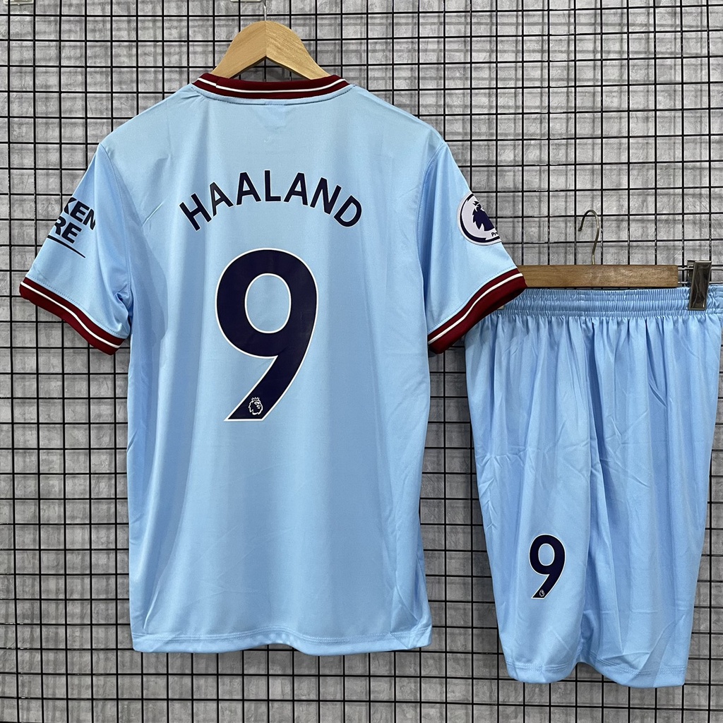 Bộ quần áo đá banh in tên Ngôi sao clb Man City xanh sân nhà 2023