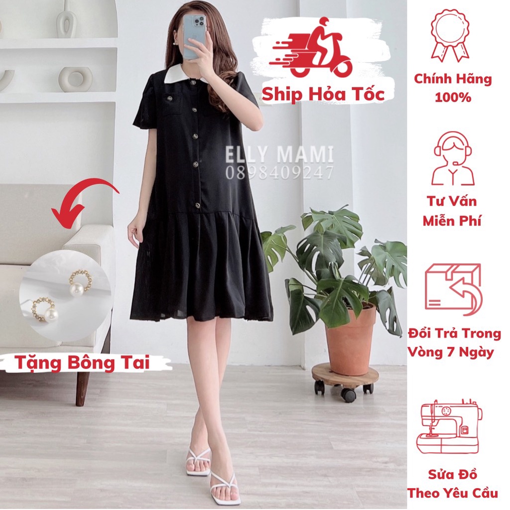 Đầm Bầu , Suông Đen Bassi Mặc Thoải Mái Suốt Thai Kì & Sau Sinh ( Mẫu 1 )