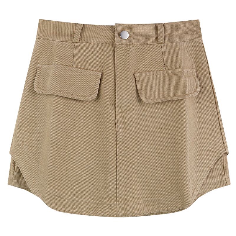 Chân váy jean bò đóng khuy có quần bên trong hàng quảng châu chất jeans dày dặn màu sắc kaki hồng đen có bigsize