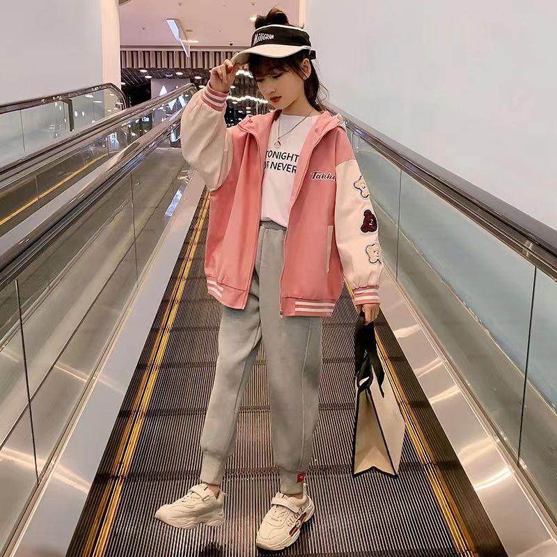 Áo Khoác Bóng Chày Thời Trang Xuân Thu Mới 2022 Cho Bé Gái 3-14 Tuổi