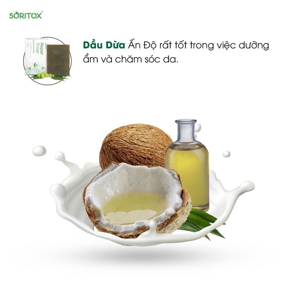 🍀🍀 Soritox Soap 130GR - Xà bông thảo mộc chăm sóc da, mờ thâm, sạch mụn, sáng da với tinh chất lá