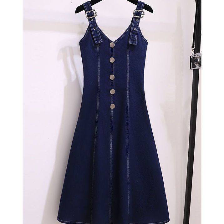 Set Đầm Yếm Denim Dáng Dài Thời Trang Mùa Xuân Dành Cho Nữ