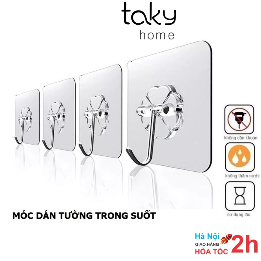 5 Móc Nhựa - TakyHome,Trong Suốt, Móc Treo Tường Siêu Dính, Móc Treo Chìa Khóa, Treo Đồ Dùng Gia Đình, Cá Nhân. 2213Set5