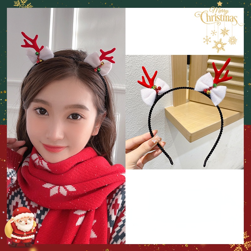 Băng Đô Cài Tóc Hình Sừng Hươu Hoạt Hình Dễ Thương Phù Hợp Cho Tiệc Giáng Sinh