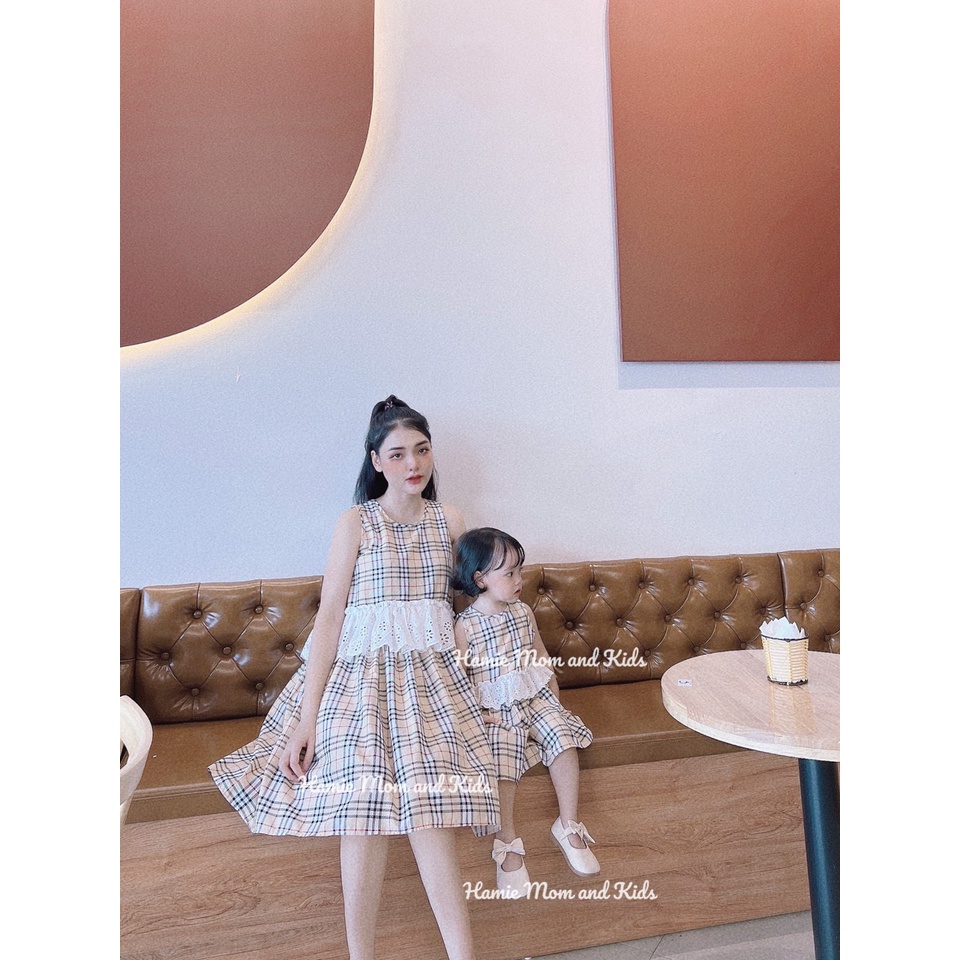 ĐỒ ĐÔI CHO MẸ VÀ BÉ - SIMPLE DRESS Đầm dáng xòe phối bèo eo