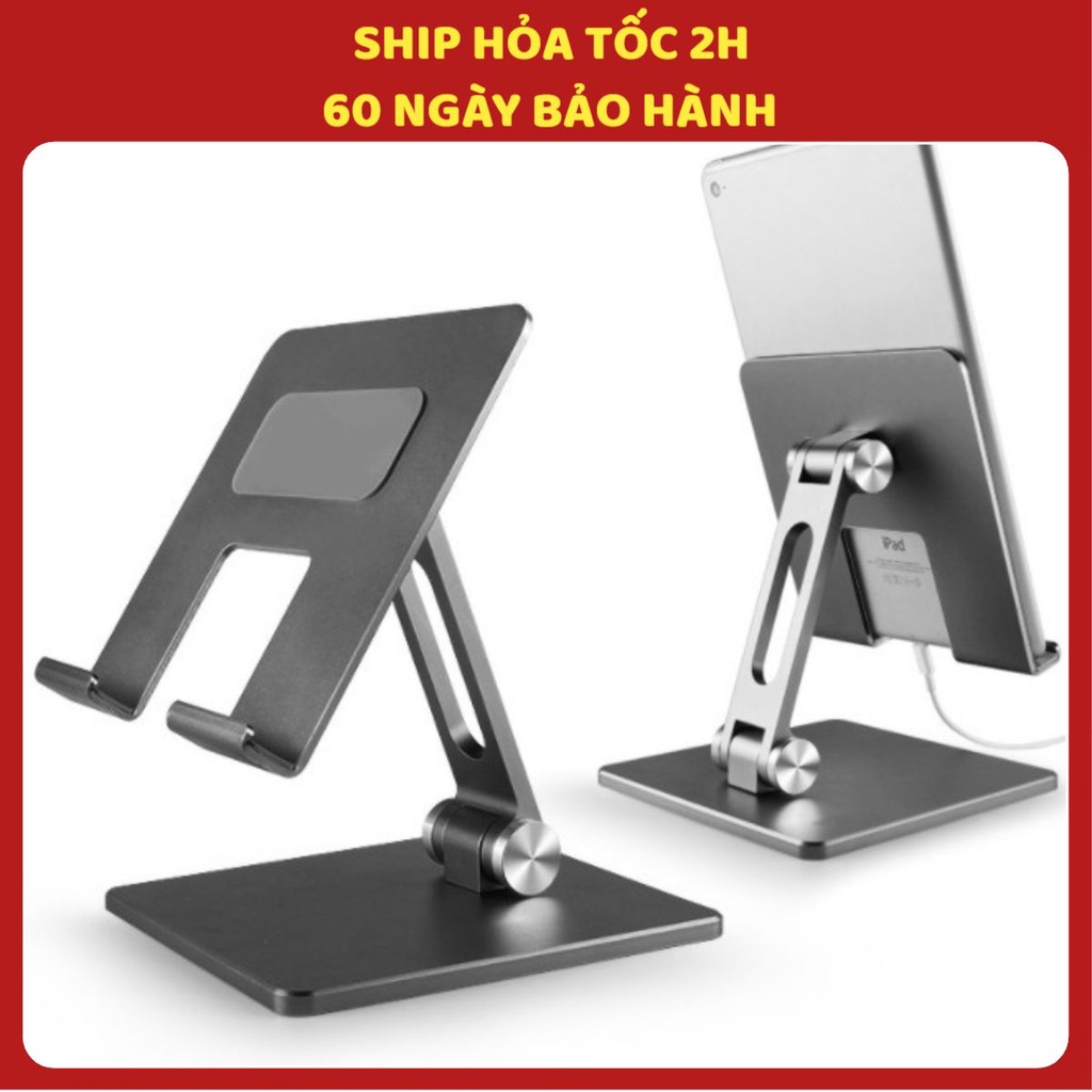 Giá Đỡ Kệ Ipad Điện Thoại Máy Tính Bảng Gấp Gọn - Kệ kẹp có trượt, silicon đa điểm chống xước hợp kim nhôm cao cấp