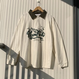 Áo sweater cổ polo bigsize M-5XL, Áo polo tay dài unisex form rộng tay bồng