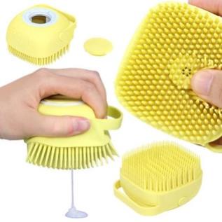 Sữa tắm cho mèo Bàn Chải Tắm Silicon - Găng Tay Tắm Tạo Bọt Massage Có Chỗ Đựng Sữa Tắm Cho Chó Mèo