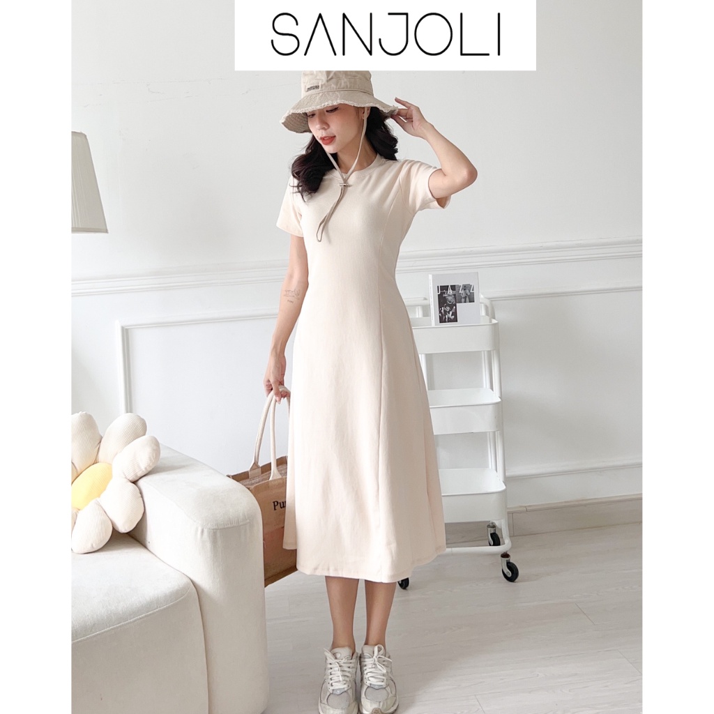 Váy maxi dự tiệc Sanjoli dáng dài chất len dày dặn phong cách công sở Hàn quốc VD014