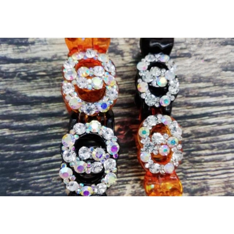 🌈Kẹp Tóc Càng Cua 3 Răng Số 8 Chanel Đính Đá Nhiều Màu Cao Cấp Phong Cách