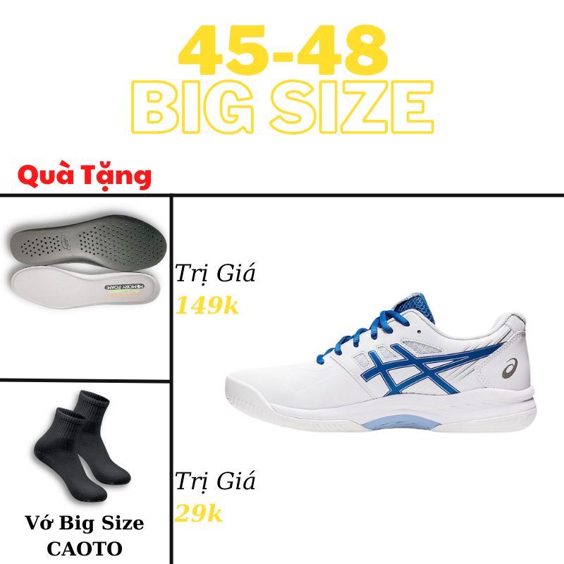 Da Mềm Màu Trắng Big Size - Giày Tennis Big Size Nam 45 46 47 48