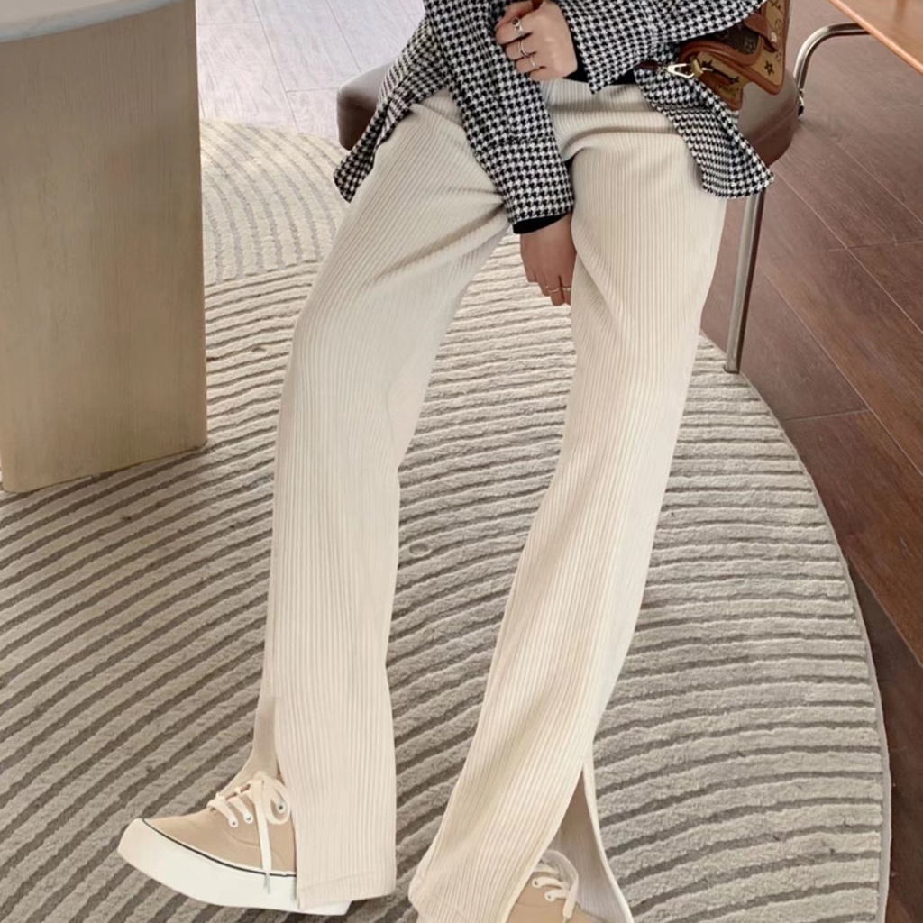 Quần SUXI ống rộng lưng cao thời trang mùa thu phong cách Hàn Quốc cho nữ