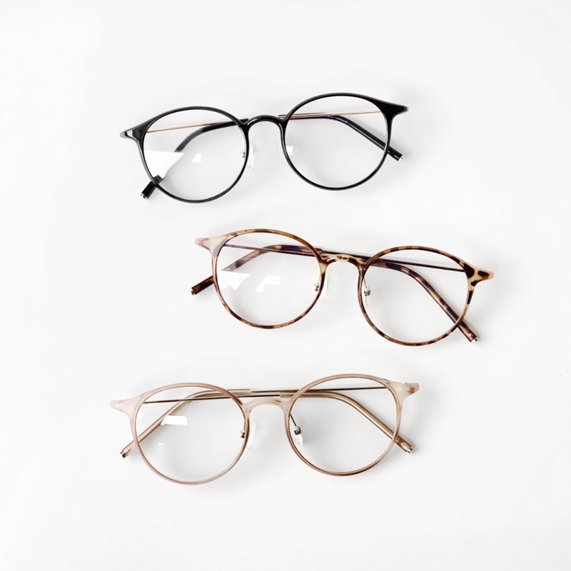 Gọng kính nam nữ AHSTORE mắt tròn nhựa dẻo thanh mảnh kiểu dáng cơ bản dễ đeo