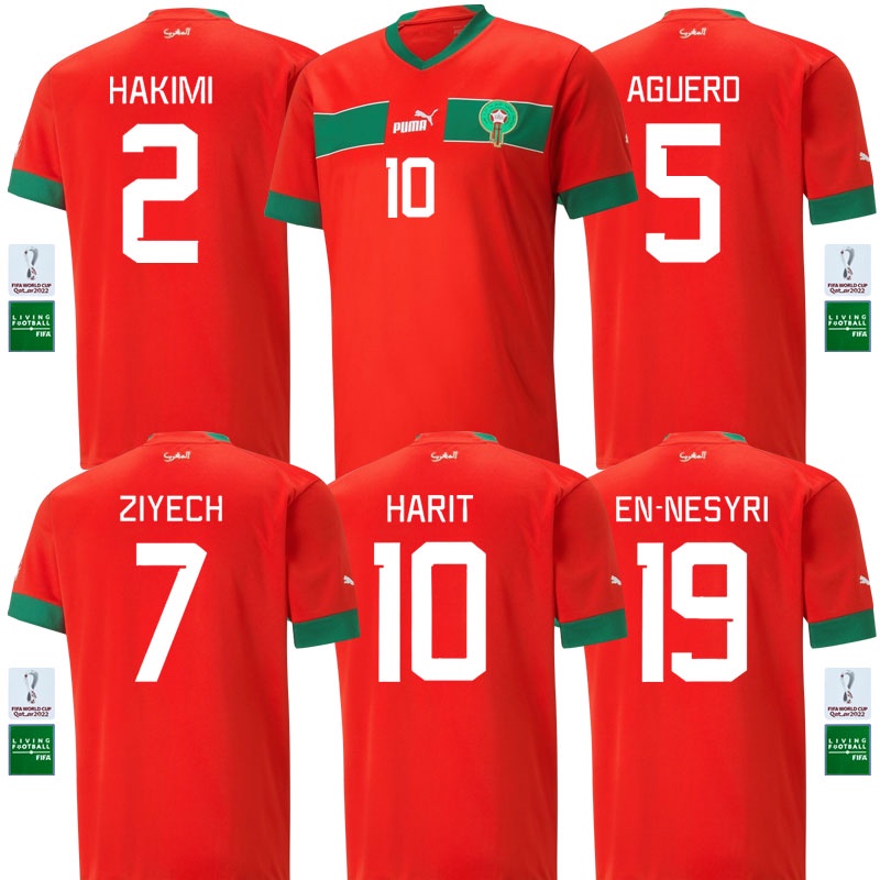 Áo Bóng Đá Số 22-23 Morocco Sân Nhà S-2XL Thời Trang 2022-23