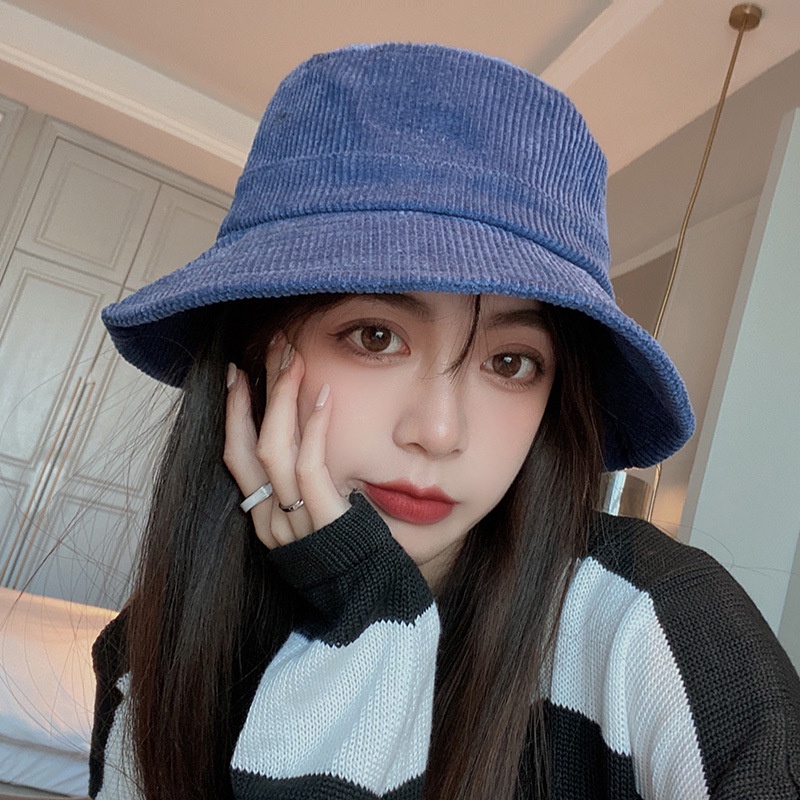 Mũ Bucket Nhung Gân Tăm Màu Trơn Nón Vải Nam Nữ P2184