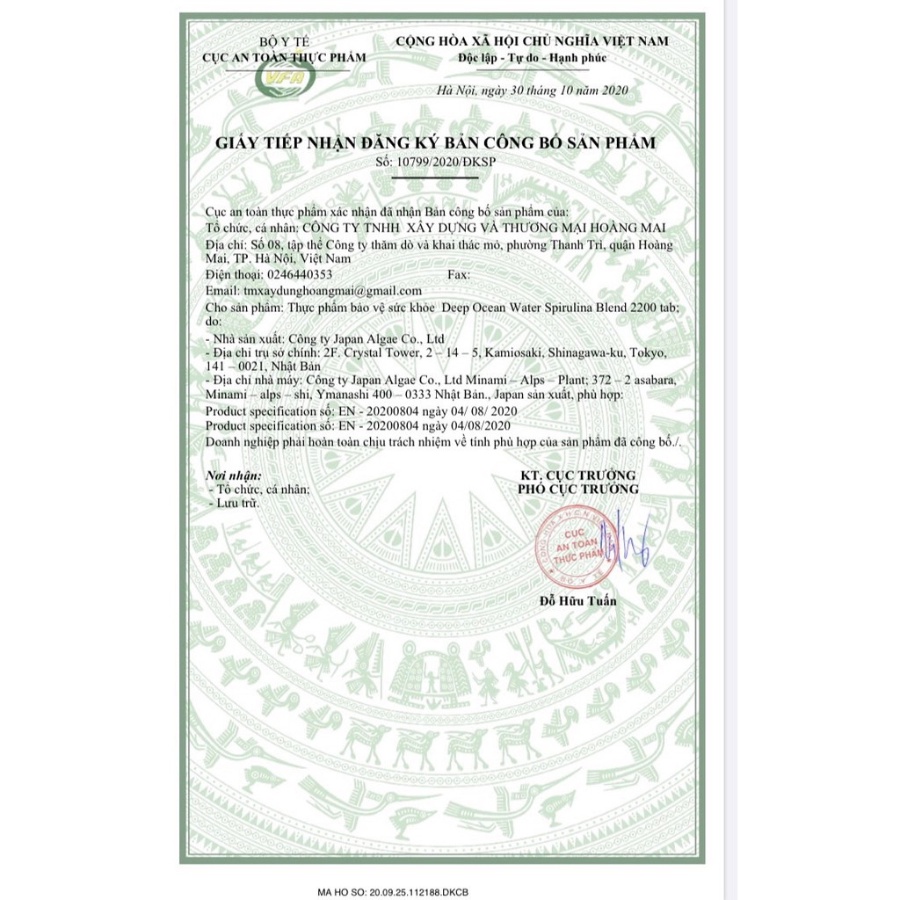 Tảo xoắn Spirulina Nhật Bản – 2200 viên/hộp