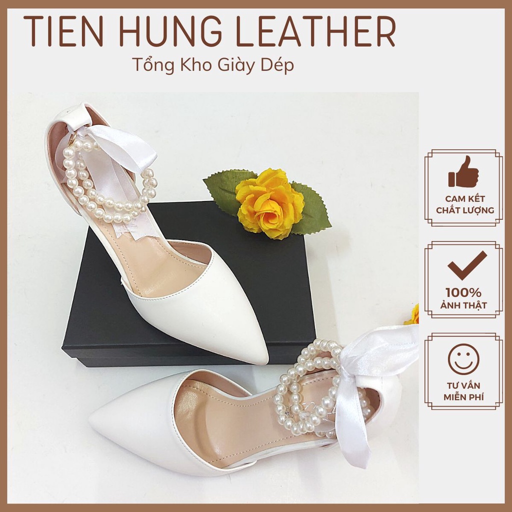 Giày nữ gót cao 7cm bít hậu mũi nhọn quai ngọc Tiến Hùng TH4002