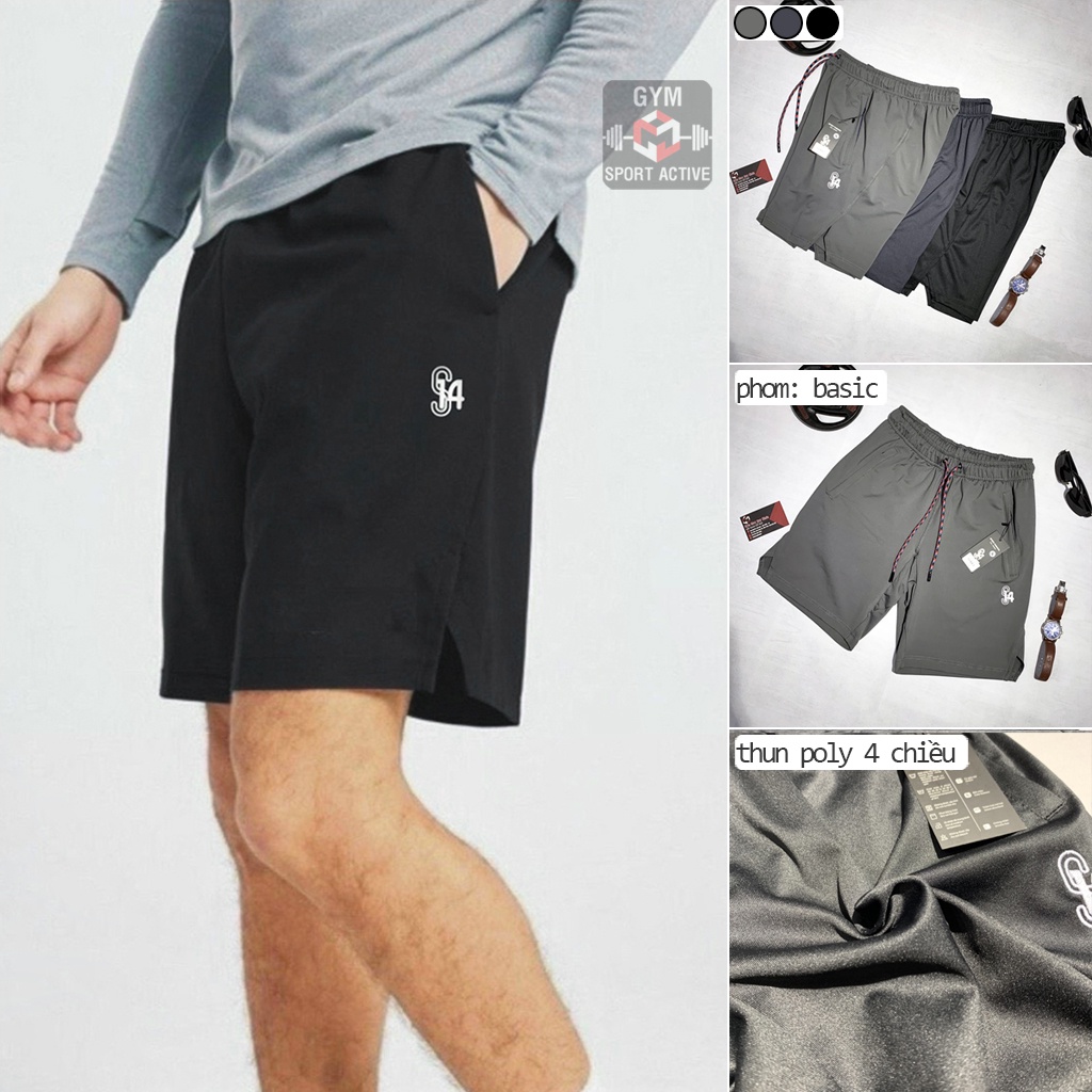 Quần short nam thể thao quần đùi tập gym chạy bộ short s14 cao cấp thun poly 4 chiều ( hàng cao cấp ảnh video thực tế )