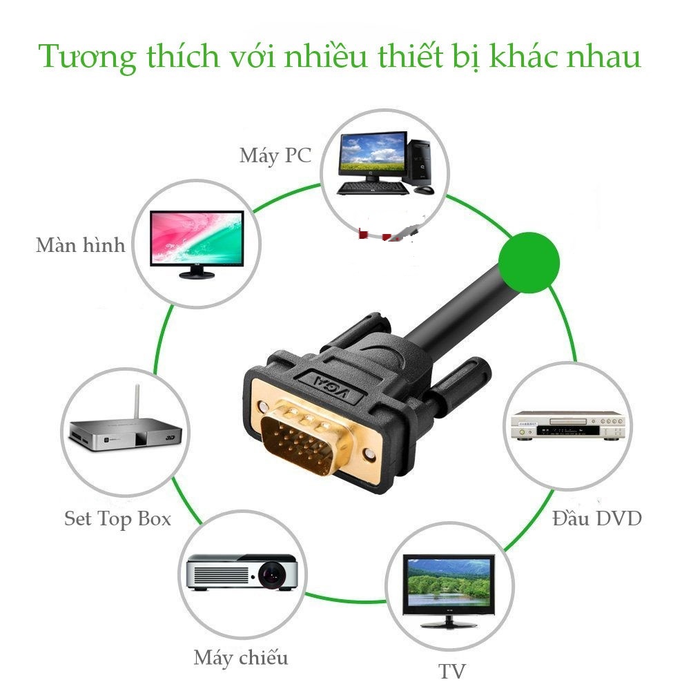 Dây VGA 10m Ugreen 11633 - Hàng chính hãng BH 18 tháng