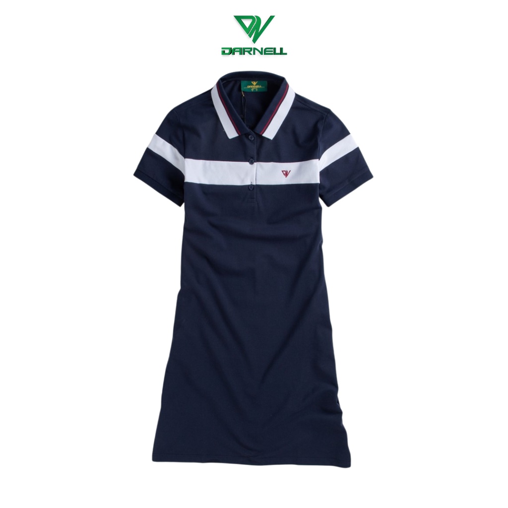 Váy polo nữ DARNELL kẻ ngang tím than chất cotton cao cấp V01