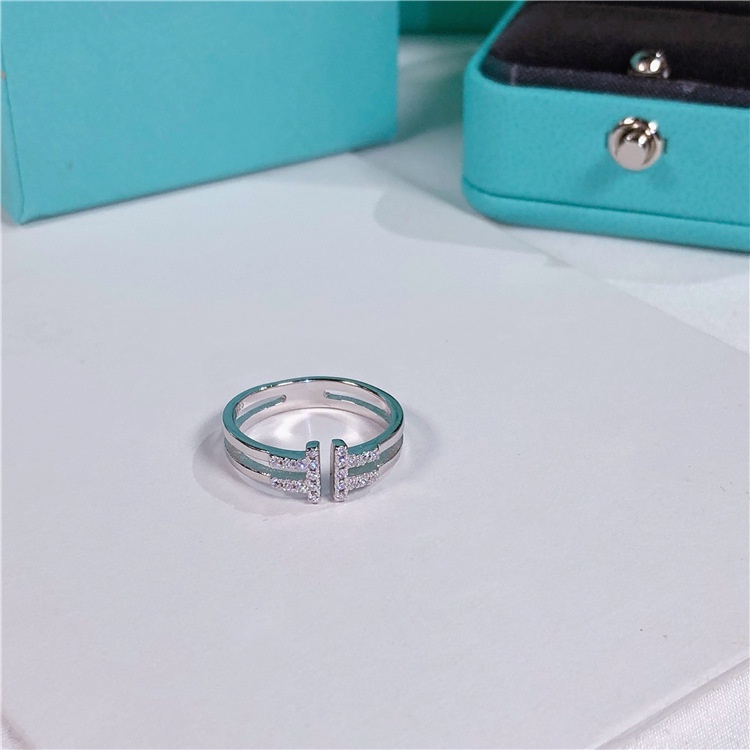 Nhẫn Hở Mạ Bạc 925 Đính Kim Cương Nhân Tạo Phong Cách Hàn Quốc Thời Trang