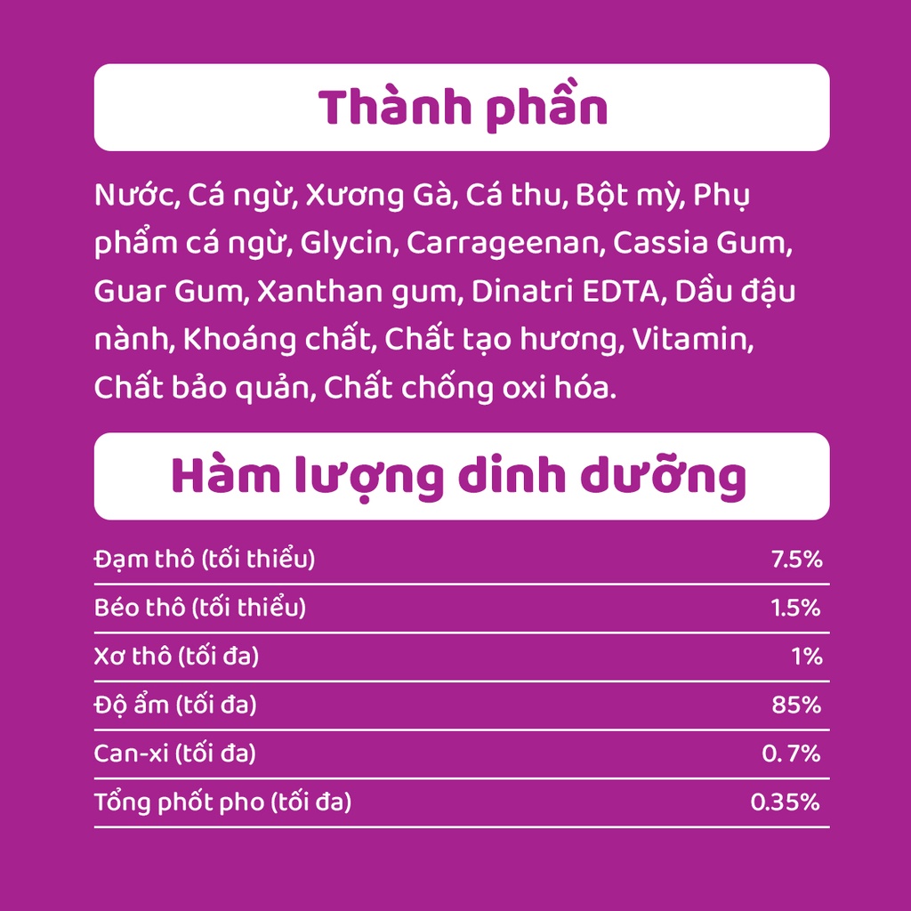 WHISKAS® Thức ăn cho mèo lớn dạng sốt (pate mèo) vị cá ngừ 80g (12 gói)