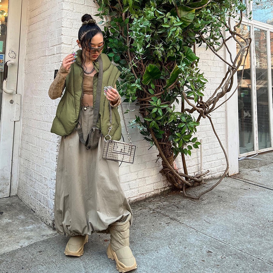 Kliou 2023 Mới Áo khoác Kliou không tay cổ cao dáng rộng phối khóa kéo thời trang 2022 thời trang mùa thu dành cho nữ